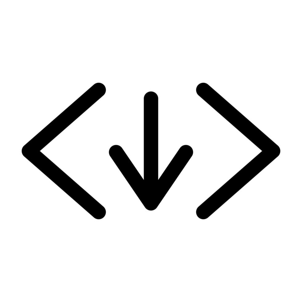 Code download icon line isolated on white background. Black flat thin icon on modern outline style. Linear symbol and editable stroke. Simple and pixel perfect stroke vector illustration.
