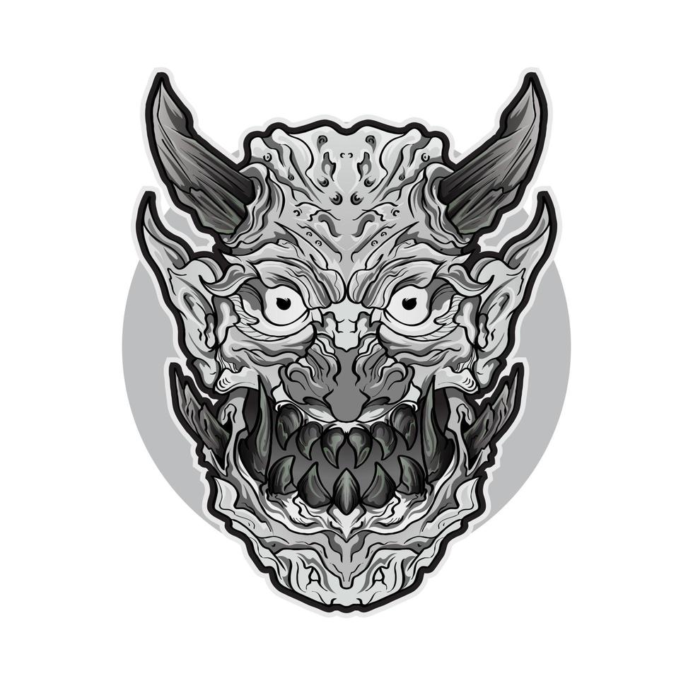 Angry Monster head Vector design of Japanese demon oni mask monster illustration
