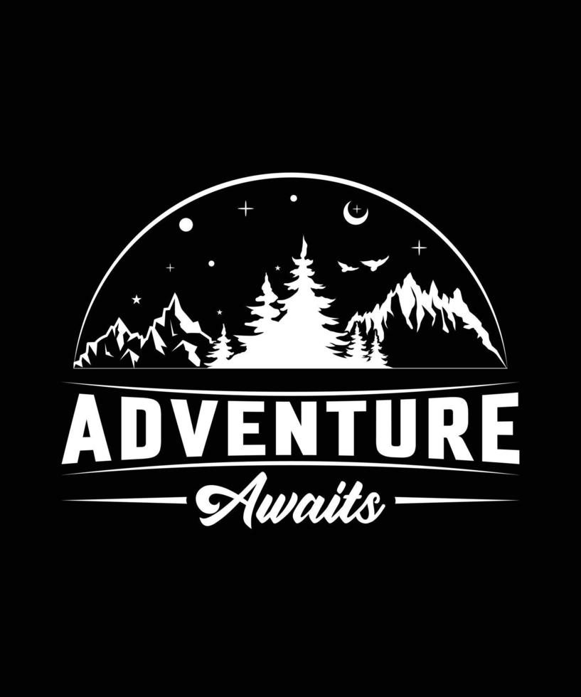 diseño de camiseta de aventura en espera vector
