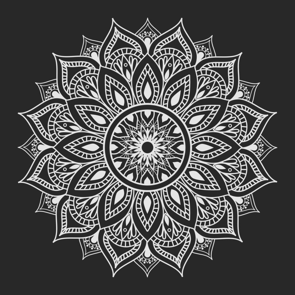 Black and White floral mandala background vector