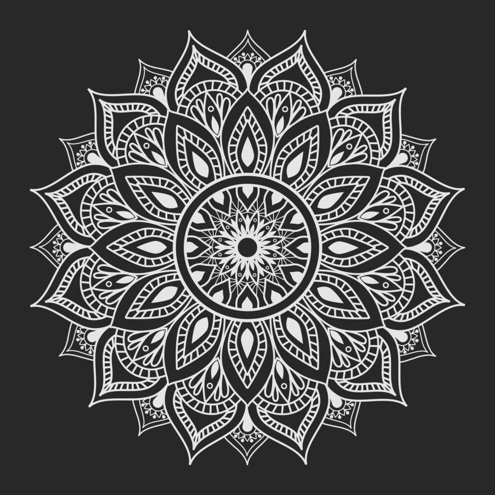 Black and White floral mandala background vector