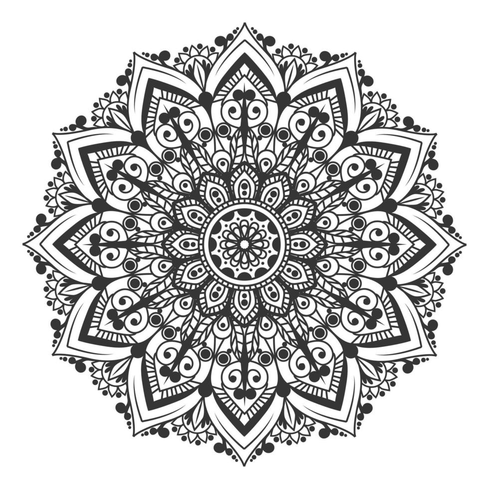 Black and White floral mandala background vector