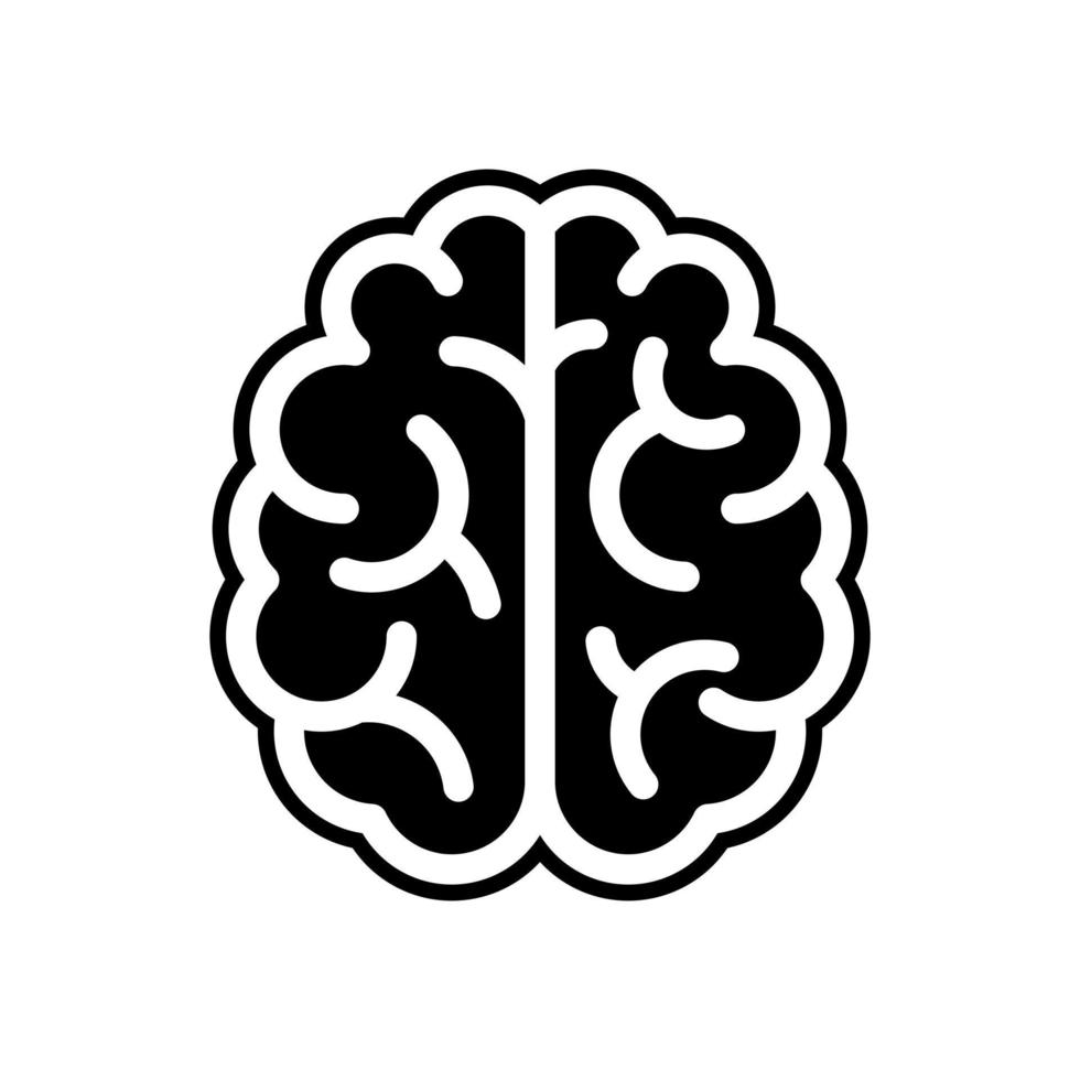 iconos de silueta de cerebro, mente o inteligencia. símbolos de arte de línea negra aislados en fondo blanco. elementos de diseño para etiquetas, pancartas para productos de salud, alimentos y medicamentos. ilustración vectorial vector