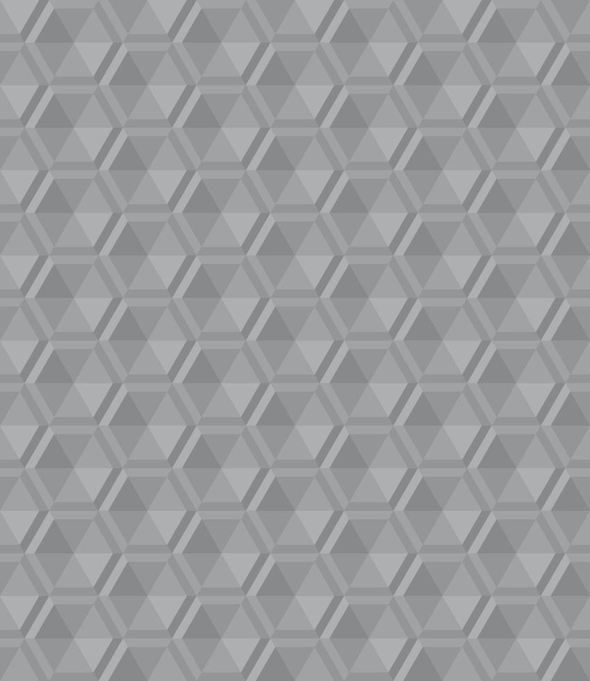Seamless abstract gray background pattern. Triangle are arranged to form 3D hexagon. Texture design for fabric, tile, cover, poster, textile, flyer, banner, wall. Vector illustration.