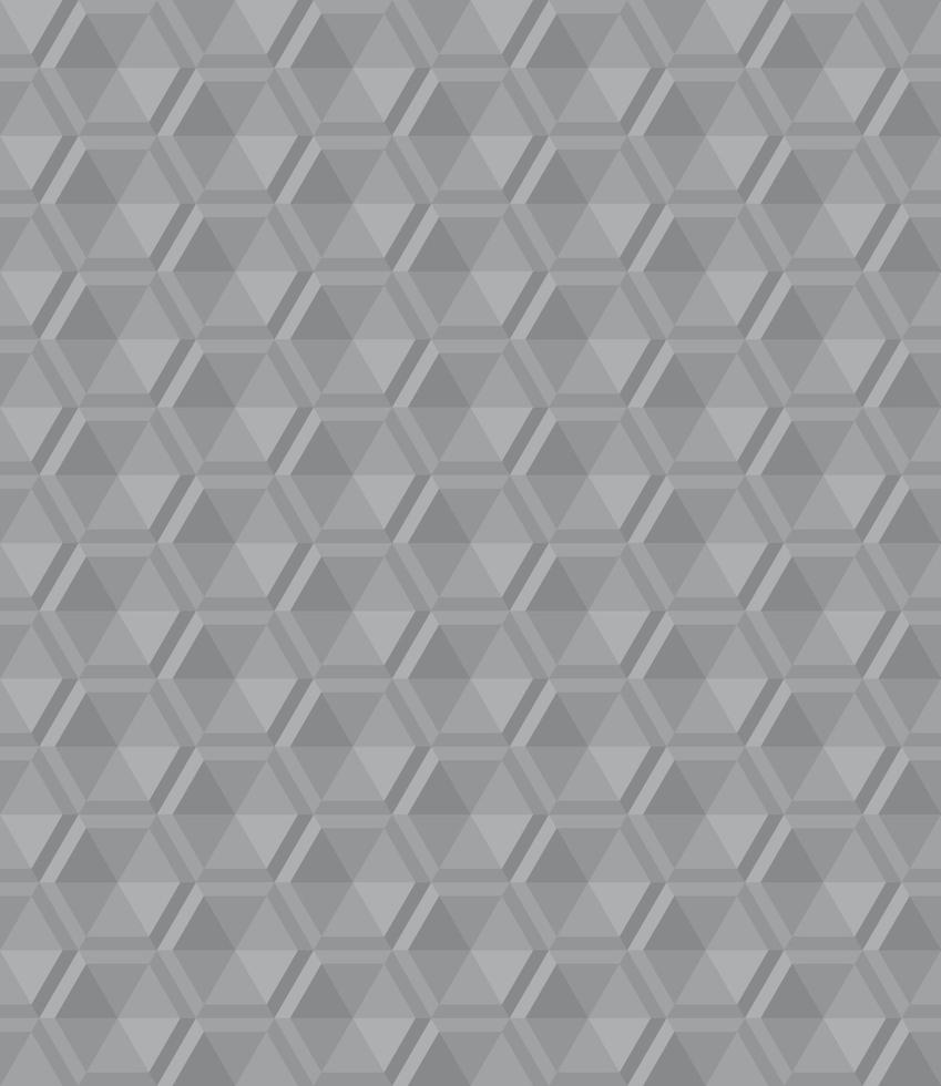 Seamless abstract gray background pattern. Triangle are arranged to form 3D hexagon. Texture design for fabric, tile, cover, poster, textile, flyer, banner, wall. Vector illustration.