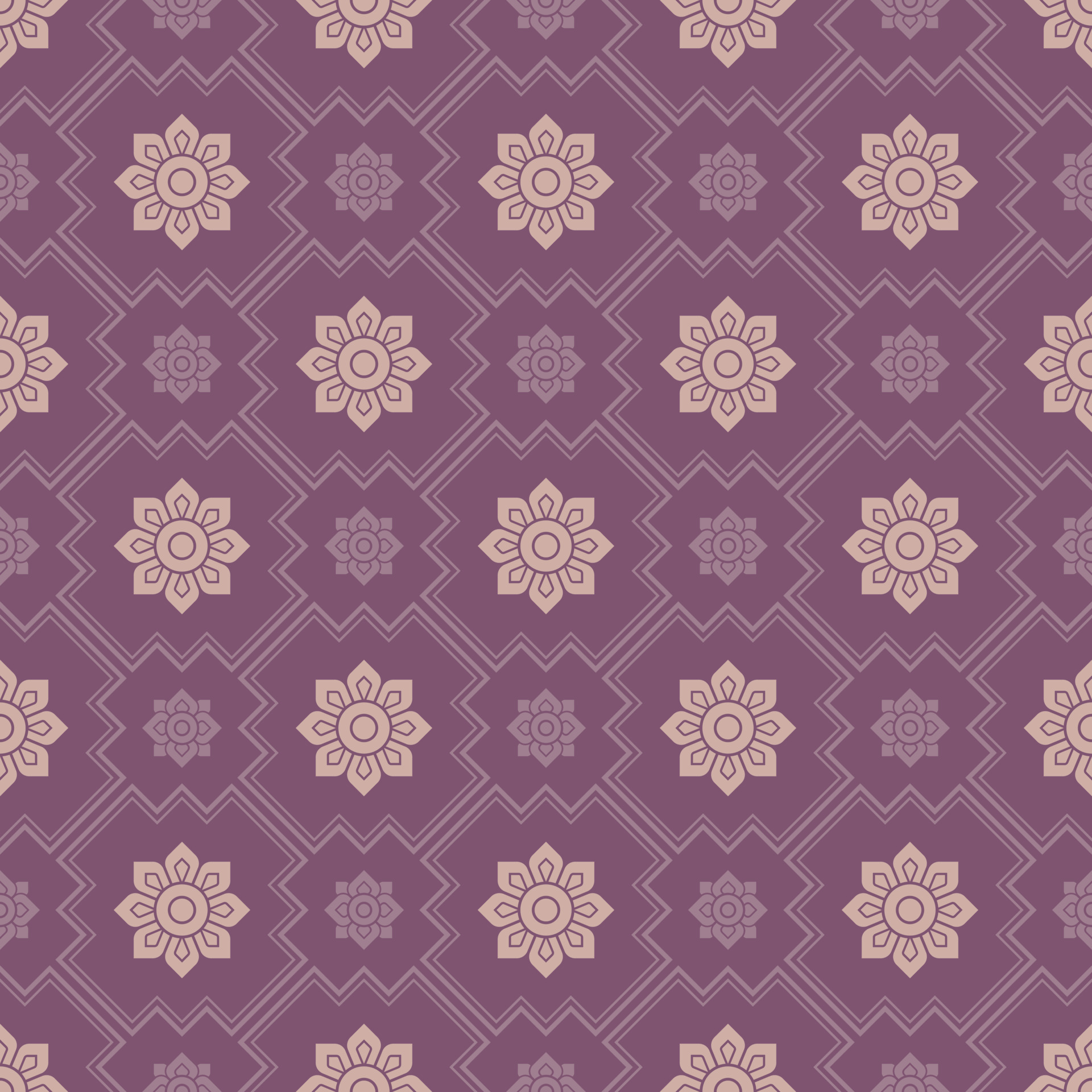 Seamless modern Thai contemporary art pattern. Light colored square