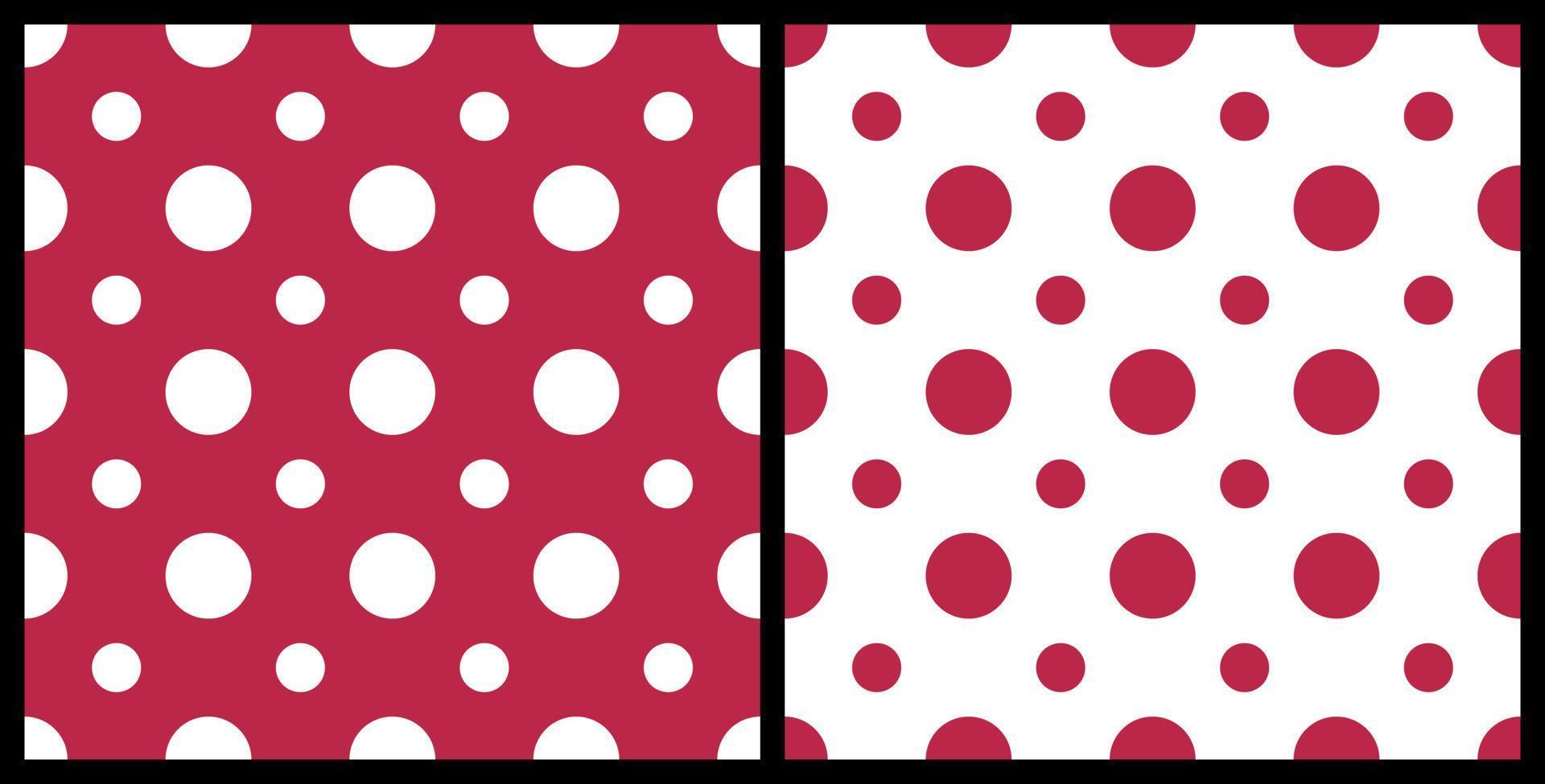 Trend color of the year 2023 Viva Magenta. Seamless polka dot pattern background. Design texture elements for fabric, tile, banner, template, card, cover, poster, backdrop, wall. Vector illustration.