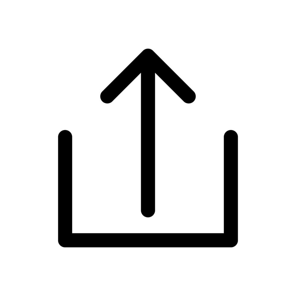 Upload icon line isolated on white background. Black flat thin icon on modern outline style. Linear symbol and editable stroke. Simple and pixel perfect stroke vector illustration.
