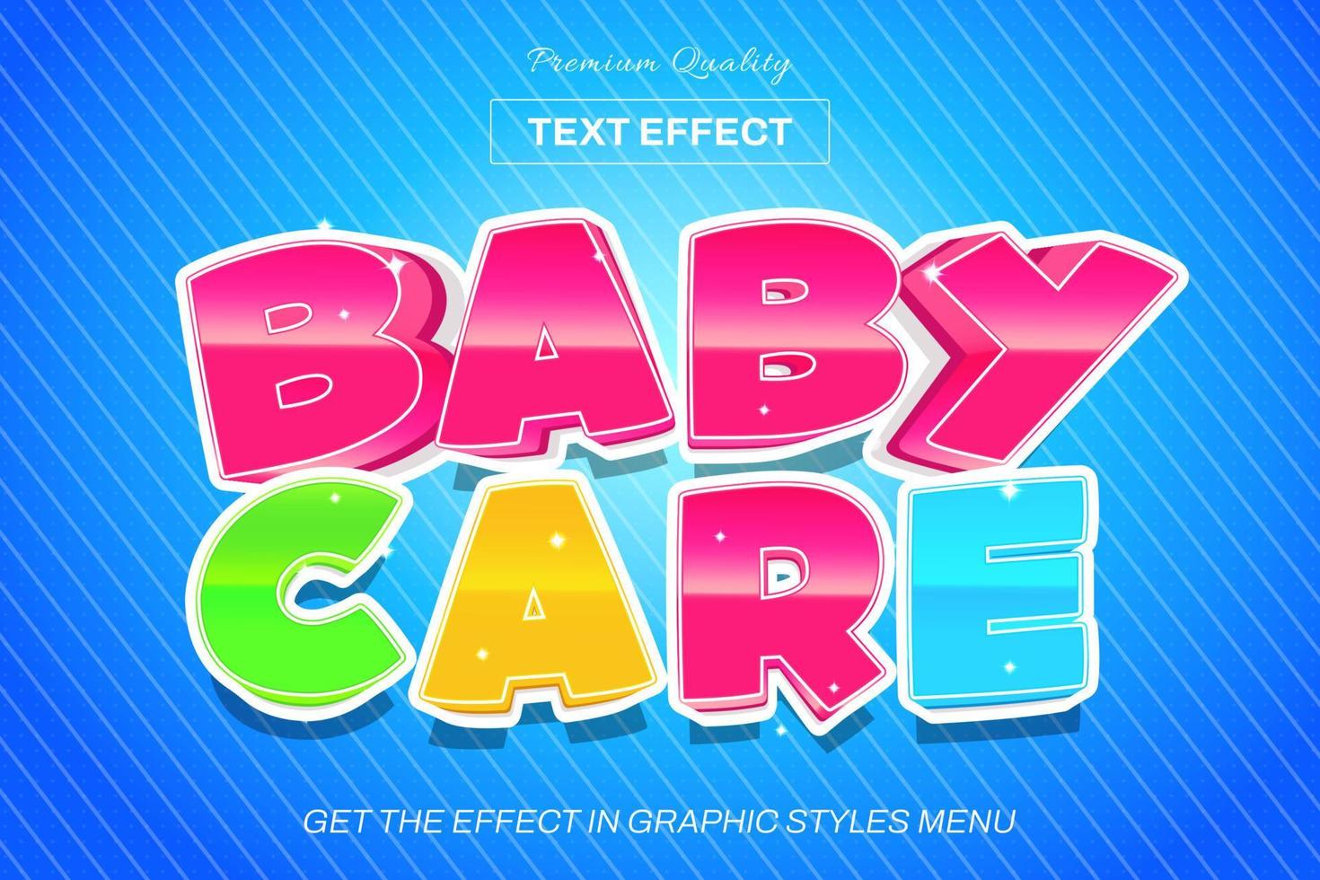 3D editable text effect template vector