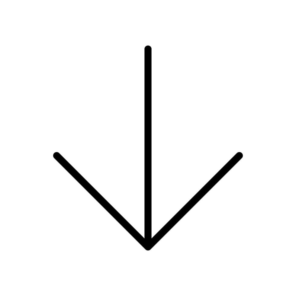 Arrow down icon line isolated on white background. Black flat thin icon on modern outline style. Linear symbol and editable stroke. Simple and pixel perfect stroke vector illustration.