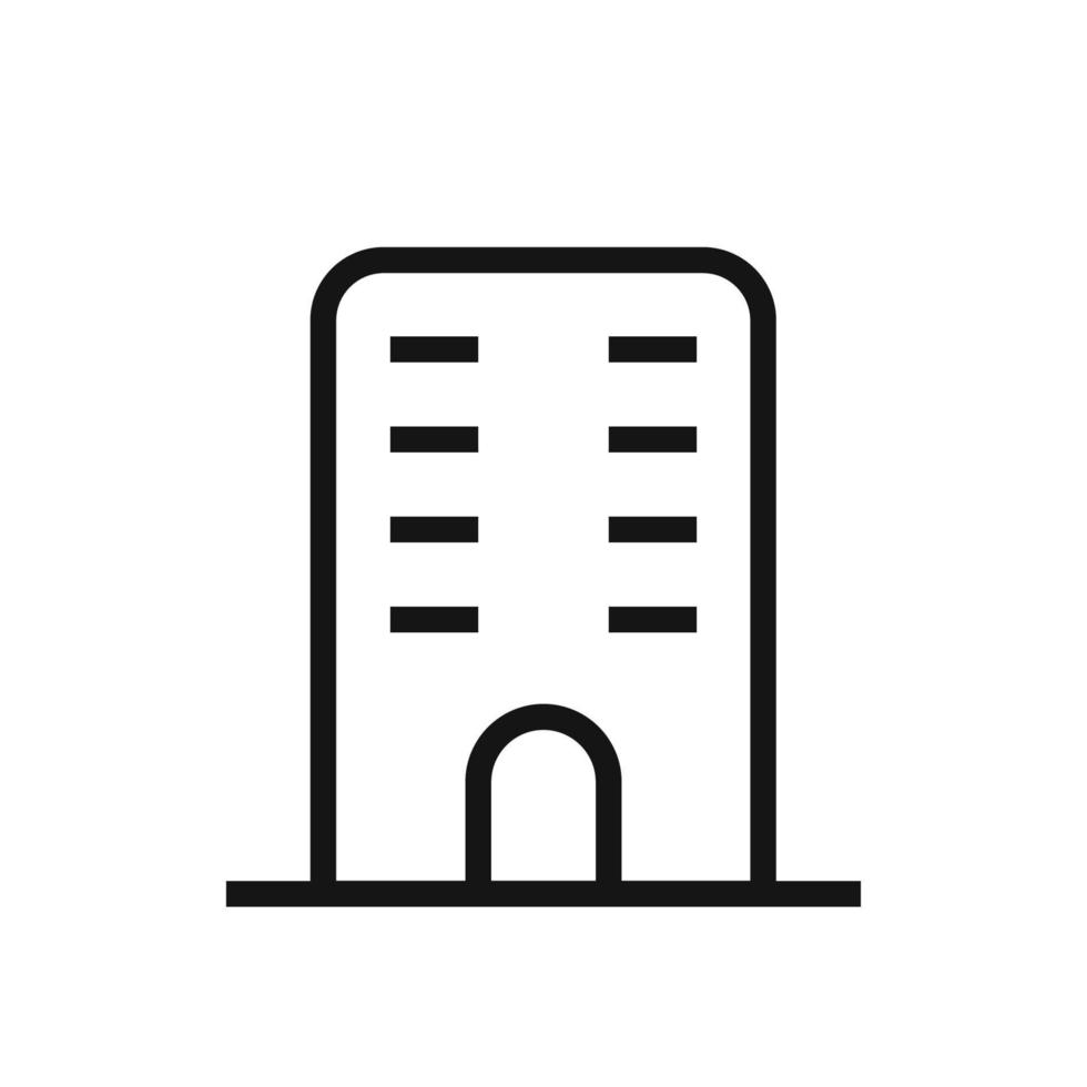 Office building line icon isolated on white background. Black flat thin icon on modern outline style. Linear symbol and editable stroke. Simple and pixel perfect stroke vector illustration.