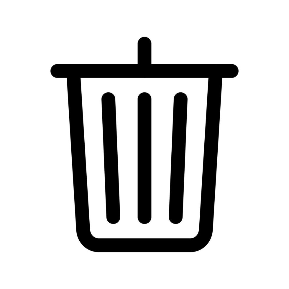 Trash icon line isolated on white background. Black flat thin icon on modern outline style. Linear symbol and editable stroke. Simple and pixel perfect stroke vector illustration