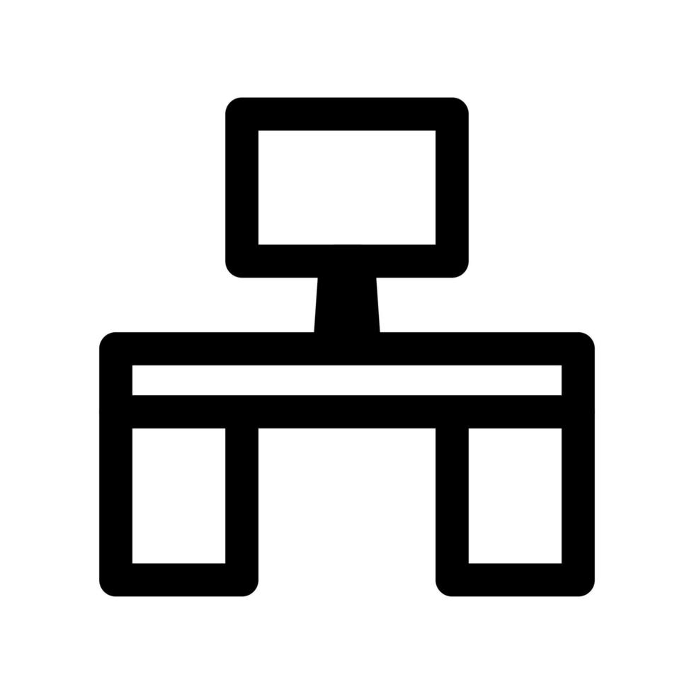 línea de icono de mesa de trabajo aislada sobre fondo blanco. icono negro plano y delgado en el estilo de contorno moderno. símbolo lineal y trazo editable. ilustración de vector de trazo simple y perfecto de píxeles