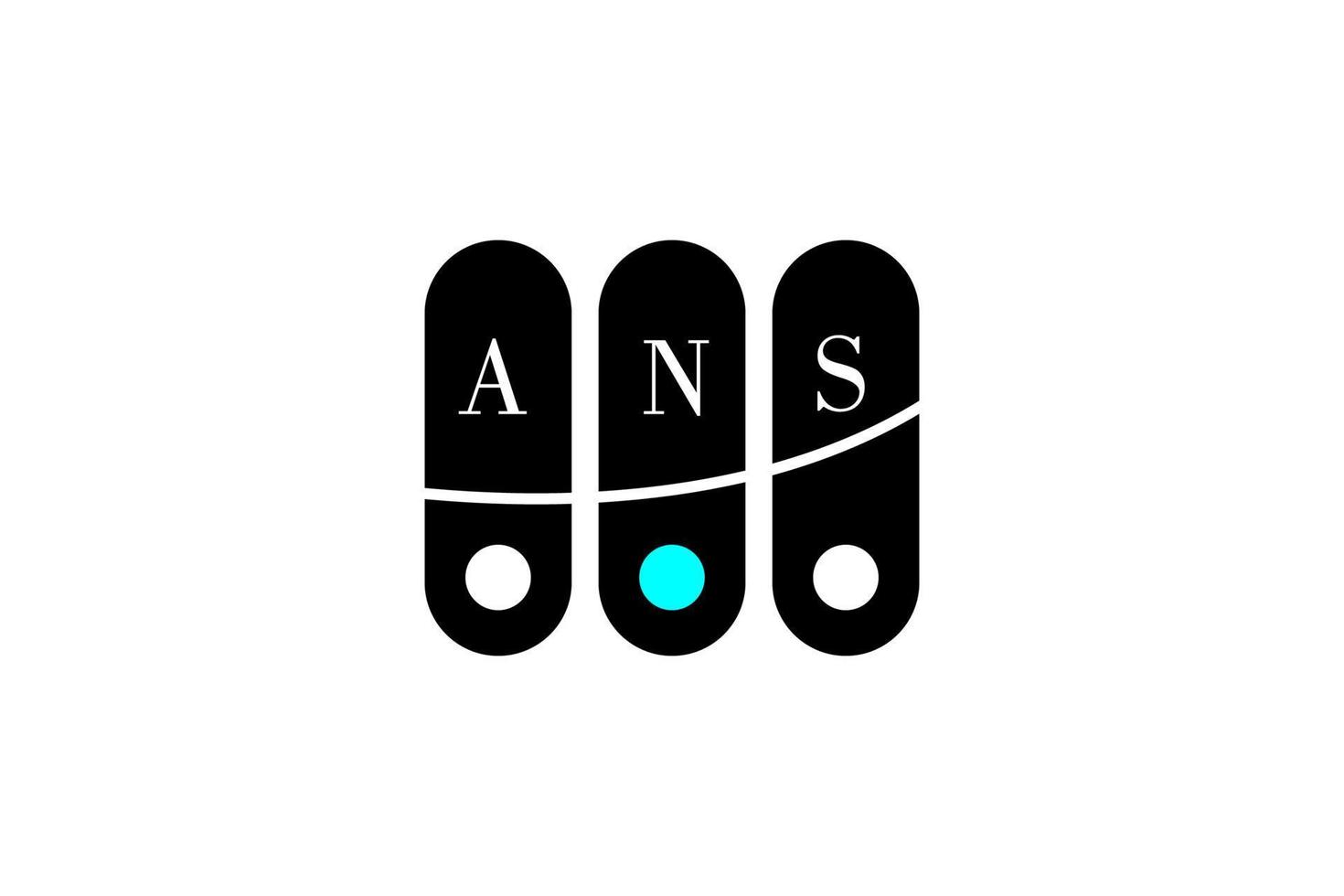 diseño de logotipo de letra y alfabeto ans vector
