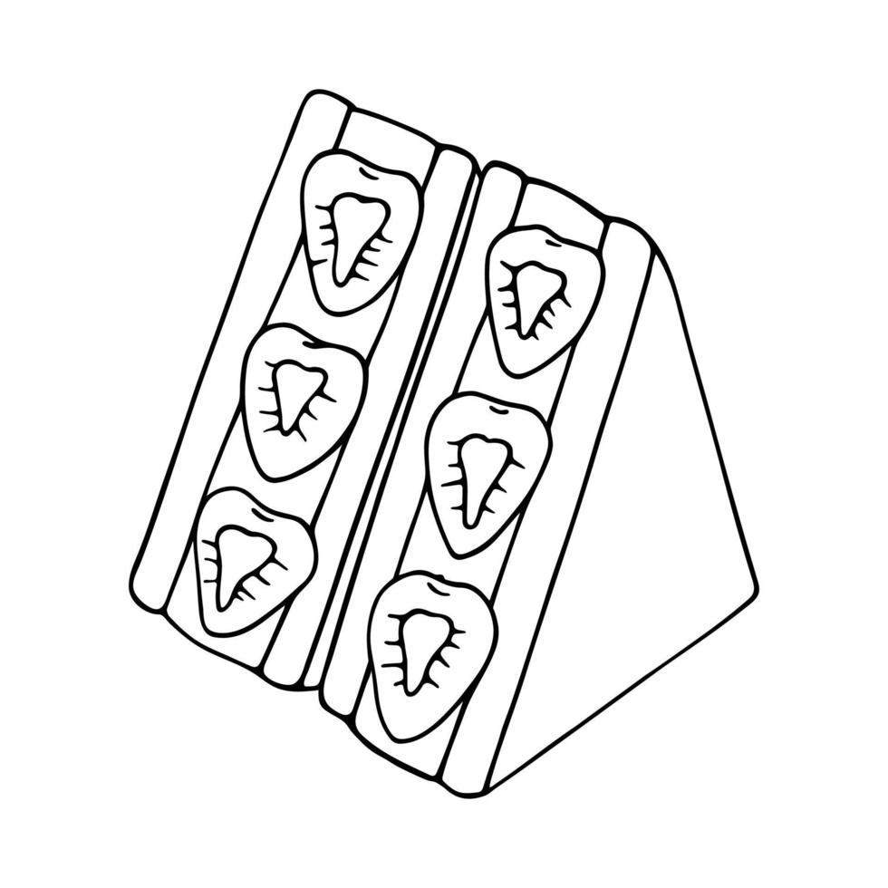 Hand drawn black and white Japanese fruit sandwich. Sweet asian food illustration 16895653