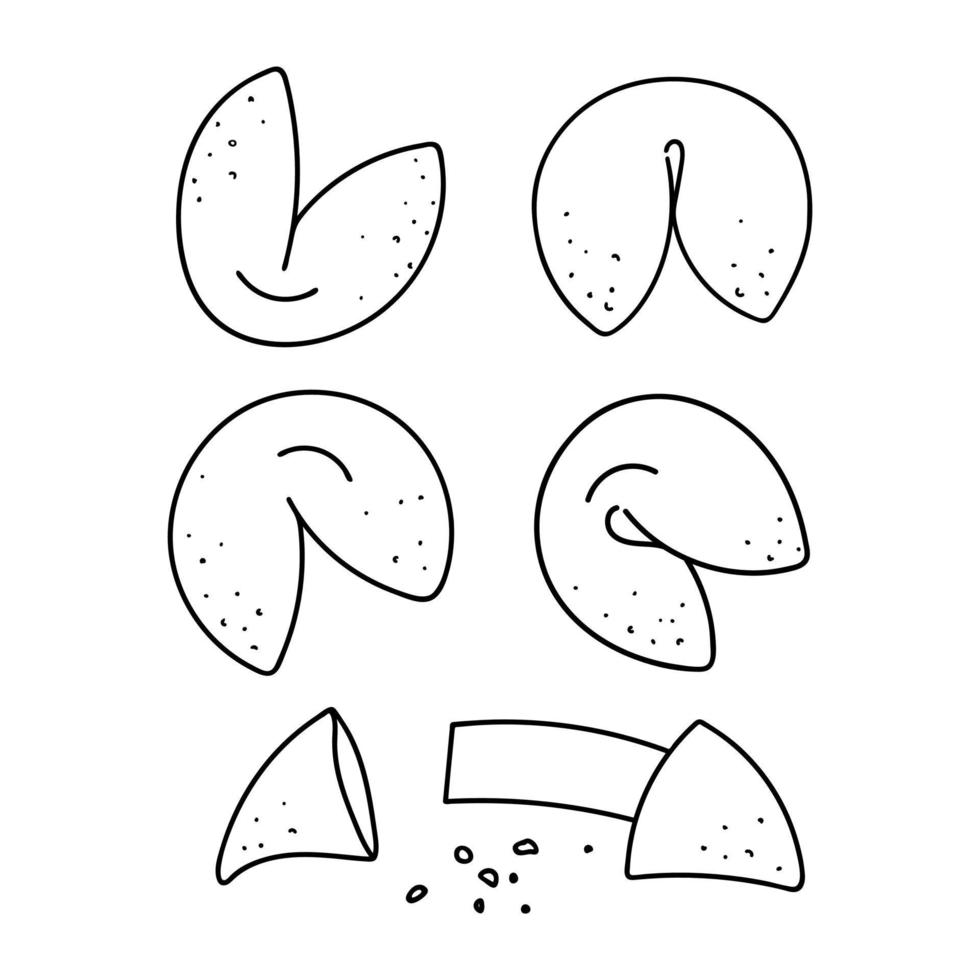 Sketch style fortune cookie set. Vector illustration