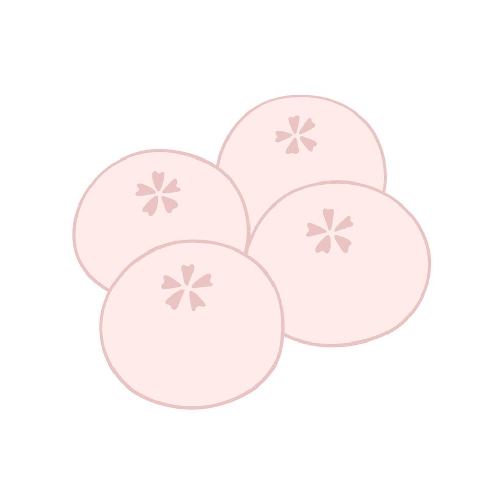 conjunto dibujado a mano de postre mochi. comida sabrosa dulce japonesa vector