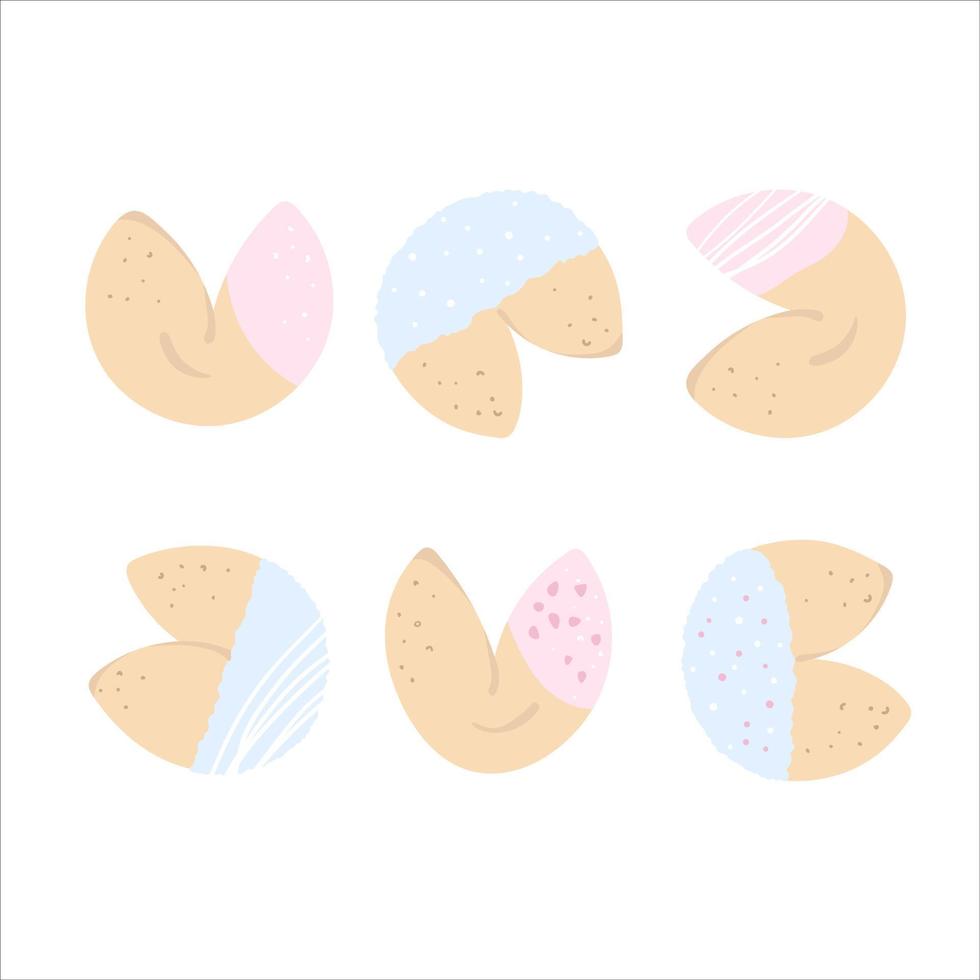 Set of colorful chinese fortune cookies with glaze vector