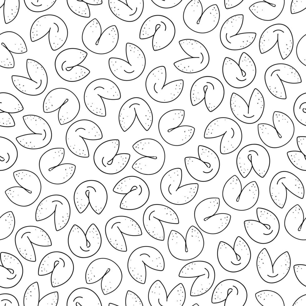 Hand drawn black and white chinese fortune cookies seamless pattern vector