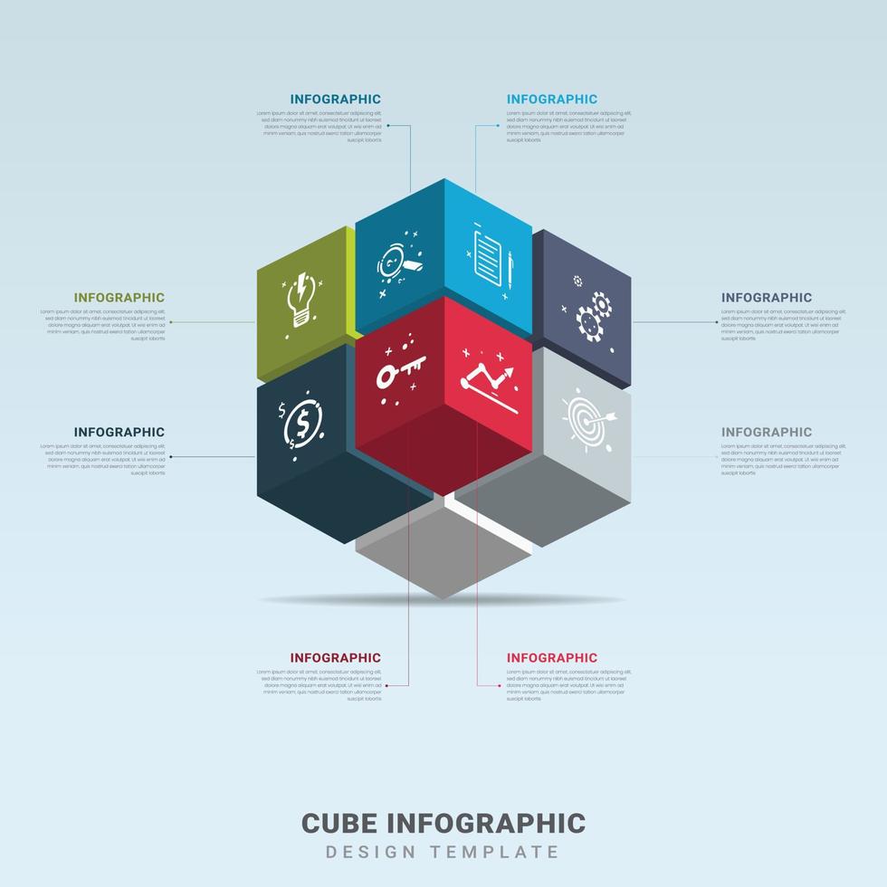 3d cube modern business infographic options template vector