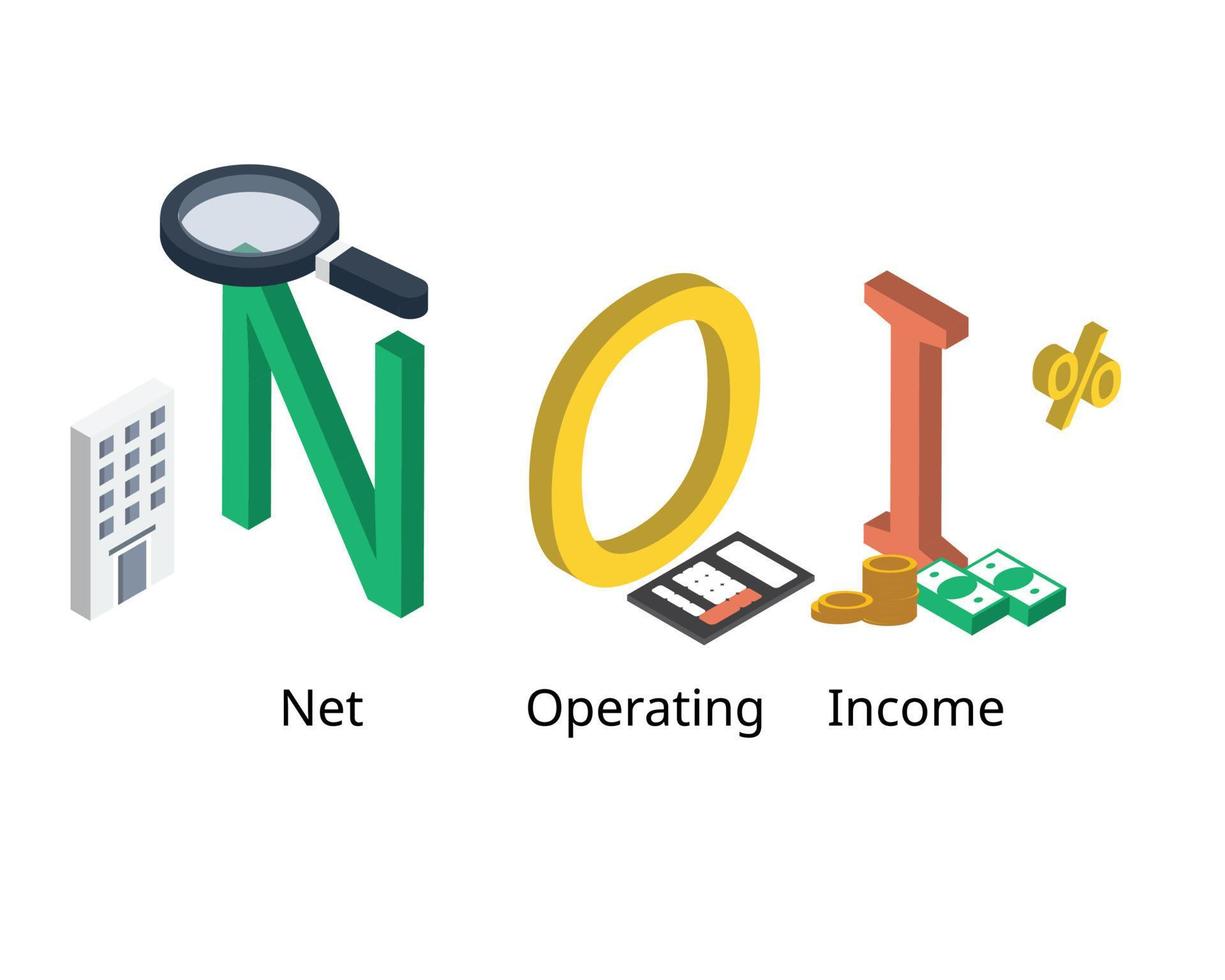 Net Operating Income or NOI is a formula in real estate for calculate  profitability of the investment 16895763 Vector Art at Vecteezy