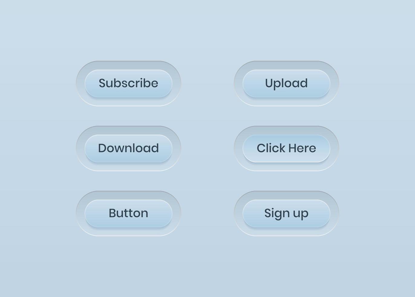 UI, UX buttons design set. Trendy soft ui button with shadow vector