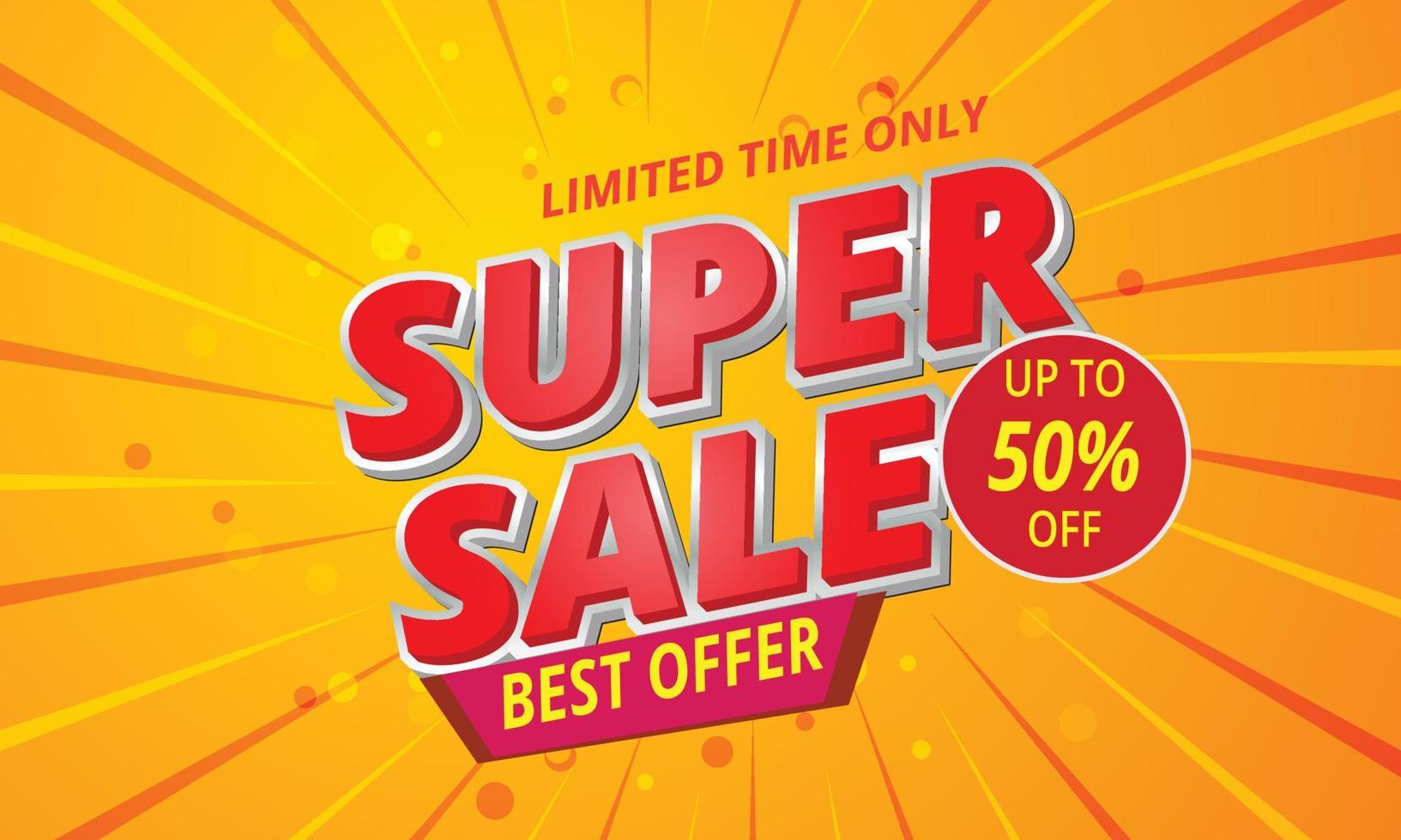 Super sale 50 percent off promotion banner design on orange background. Sale and discount concept design vector