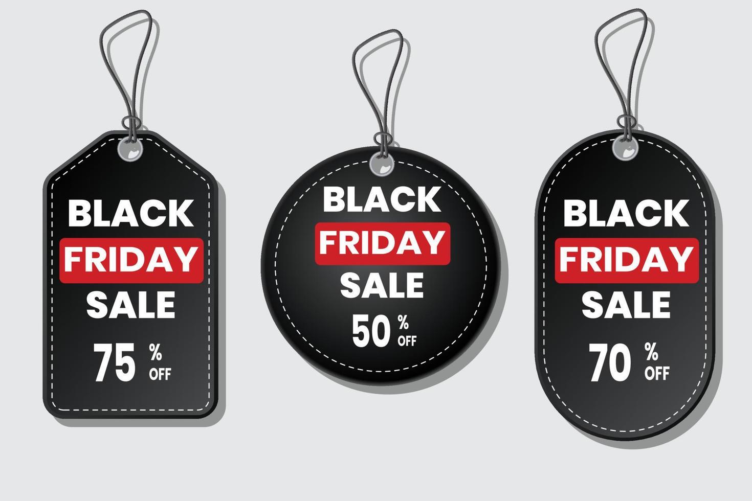 Black friday sale vector on price tag set