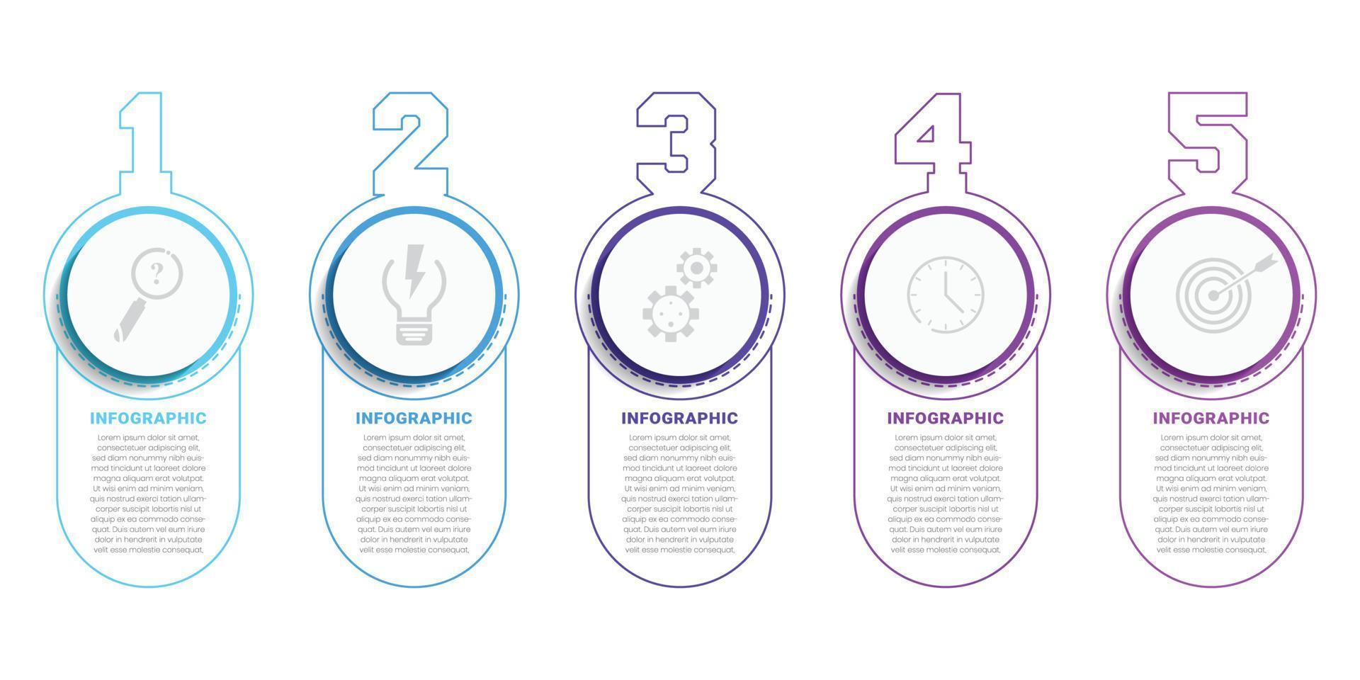 Number infographic template vector for business with 5 steps