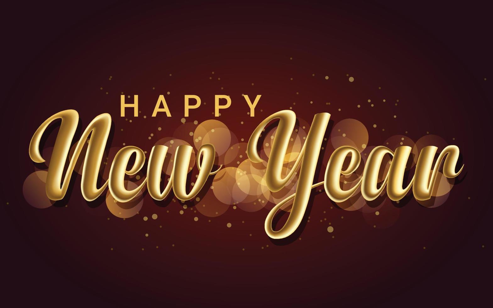 Happy new year 3d typography vector illustration