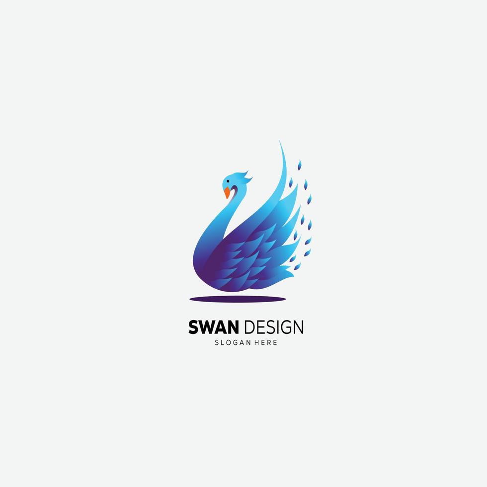 ilustración de color degradado de diseño de cisne elegante vector