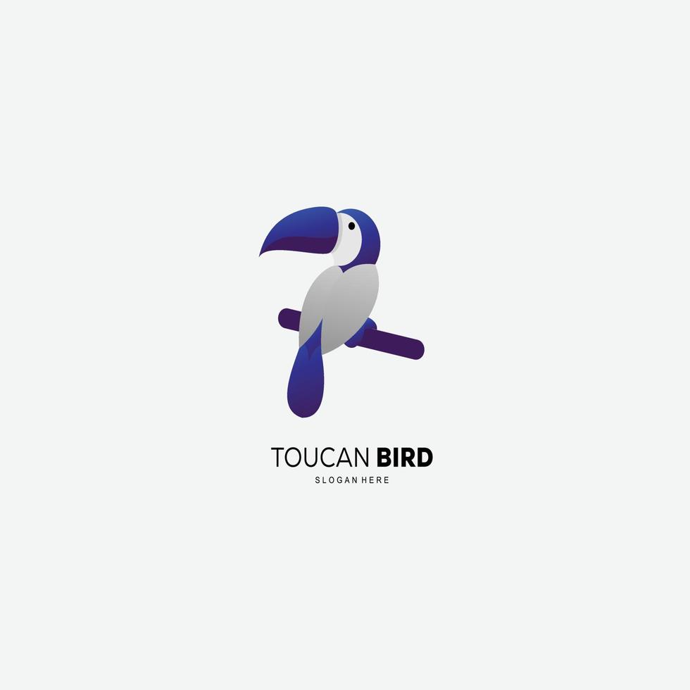 icono de plantilla de degradado de color de diseño de pájaro tucán vector