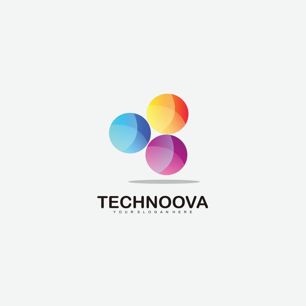 round tech logo icon gradient color template vector