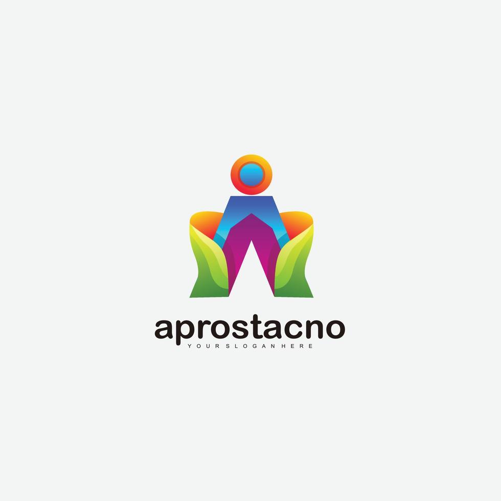 humano con letra a diseño logotipo símbolo degradado colorido vector