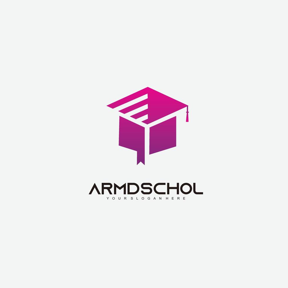 graduation cap design logo gradient color symbol vector