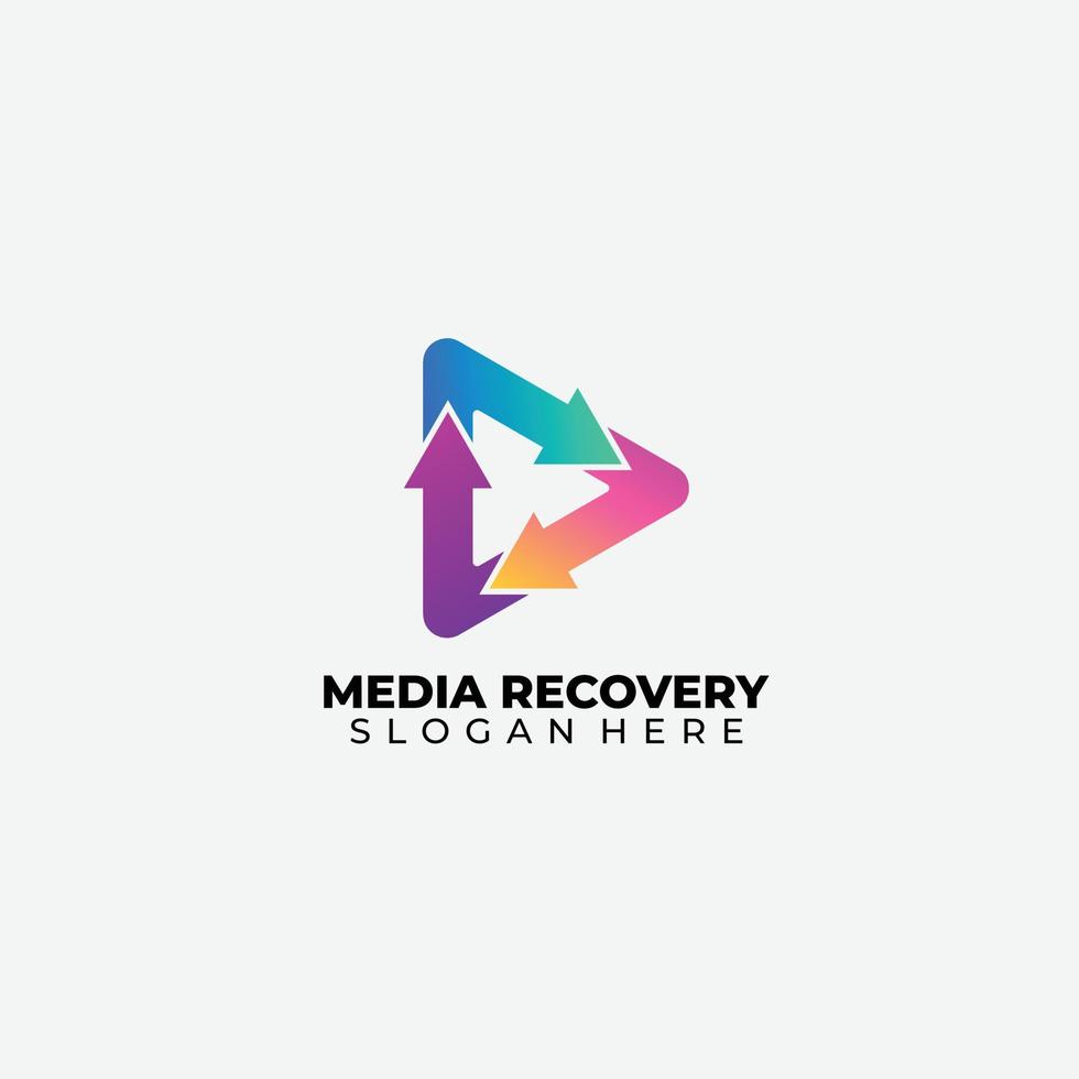 media play logo arrow design gradient colorful vector