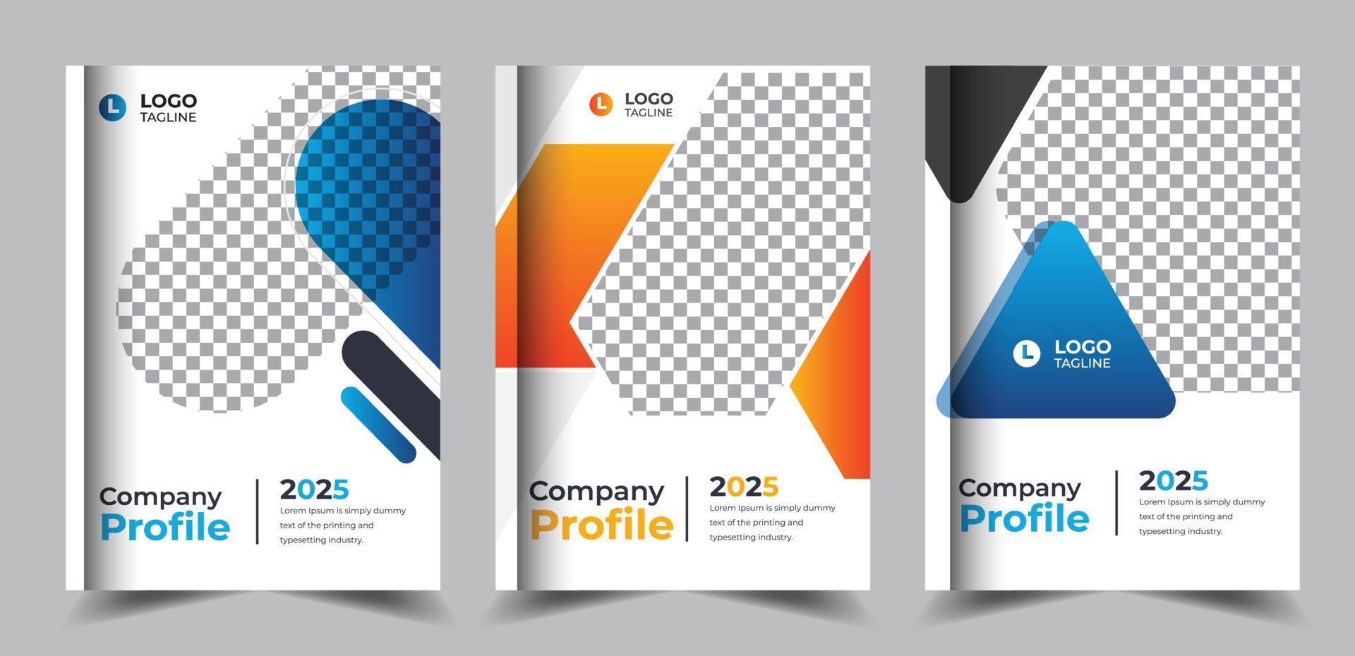 Company profile brochure with modern gradient shapes business book cover design vector