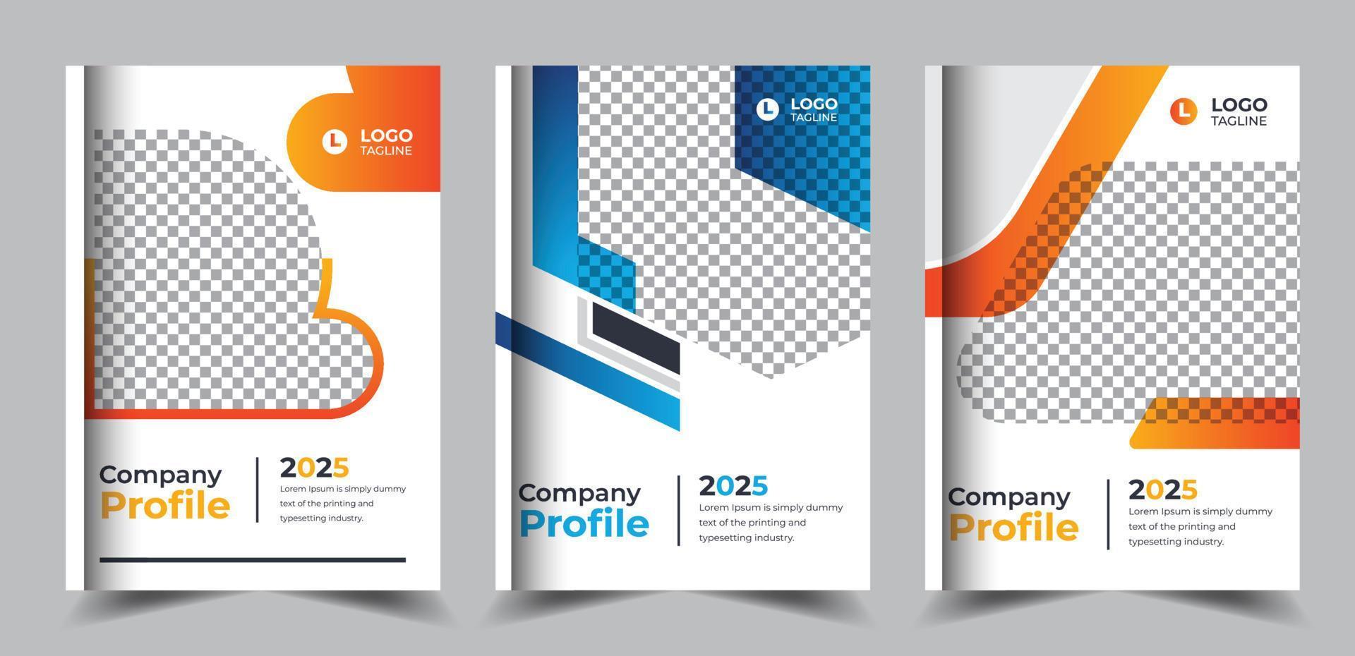 Company profile brochure with modern gradient shapes business book cover design vector