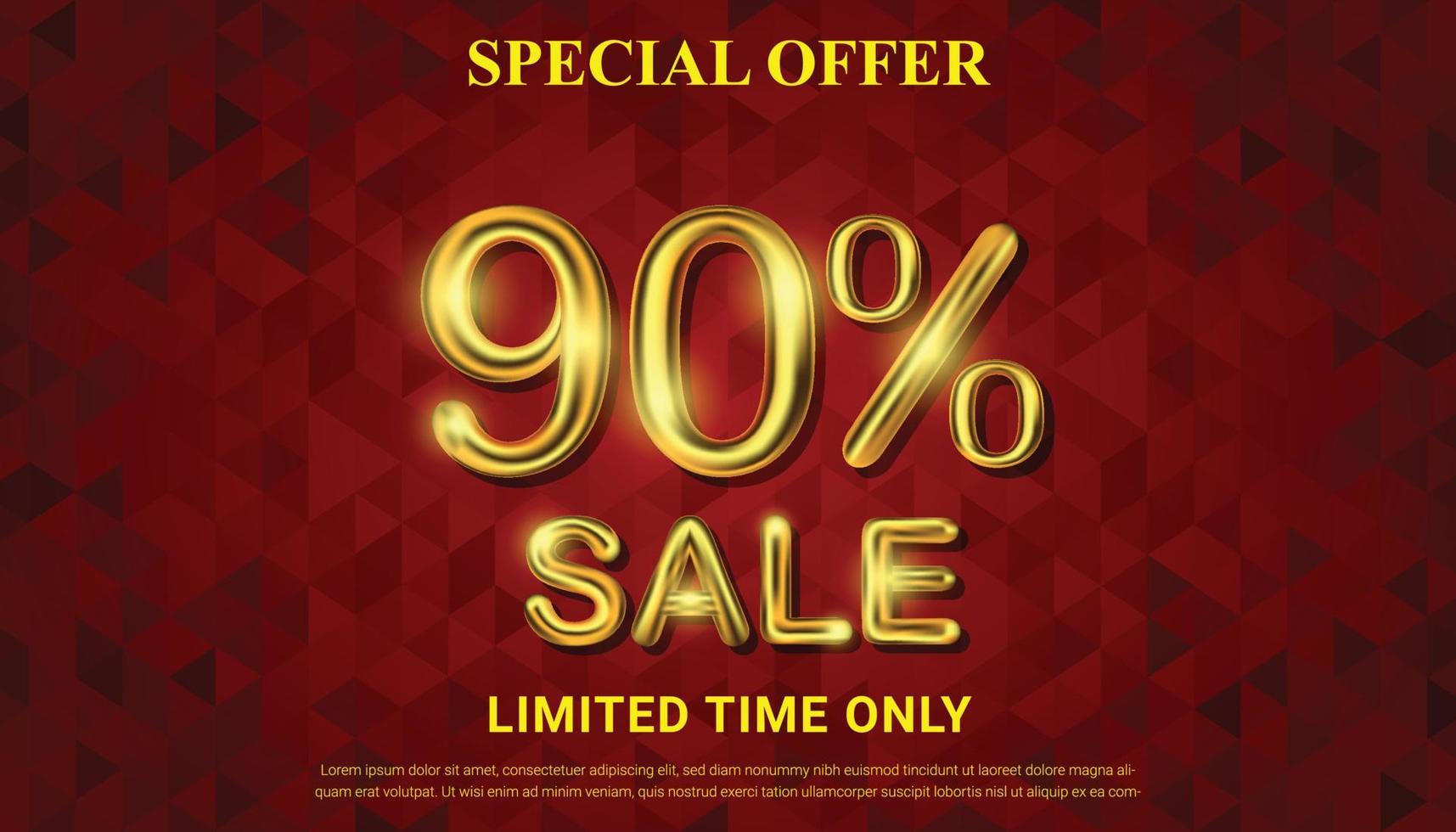 Special offer 90 percent off selling vector with golden 3d number