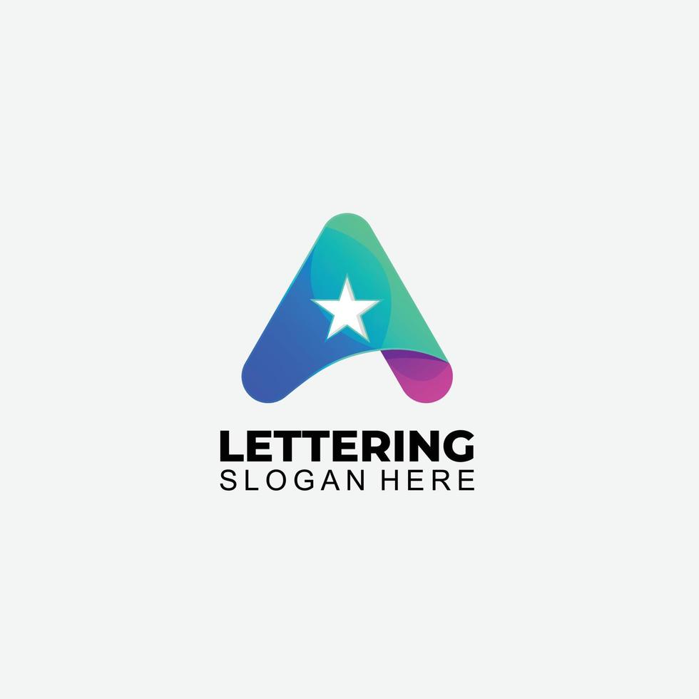 letter a with star logo design colorful symbol vector