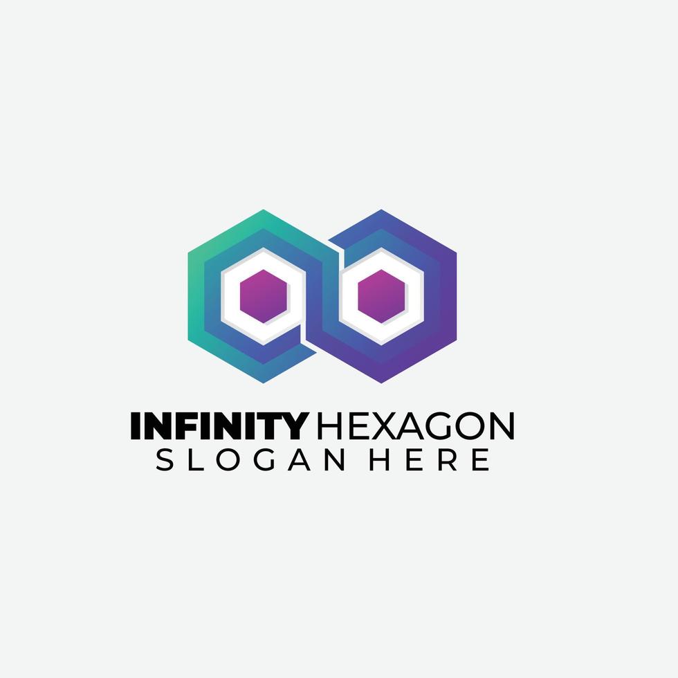 infinity hexagon with eyes logo design template symbol vector