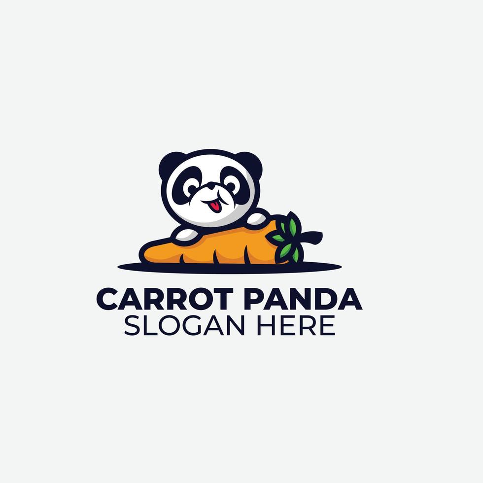 carrot with panda design logo illustration vector