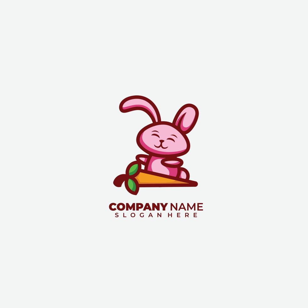 rabbit illustration logo design template elegant vector