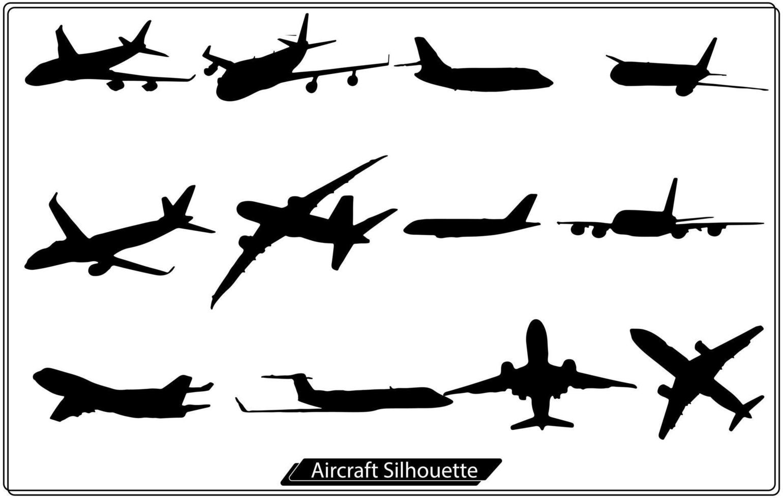 conjunto de siluetas de aviones. ilustración vectorial de aviones vector