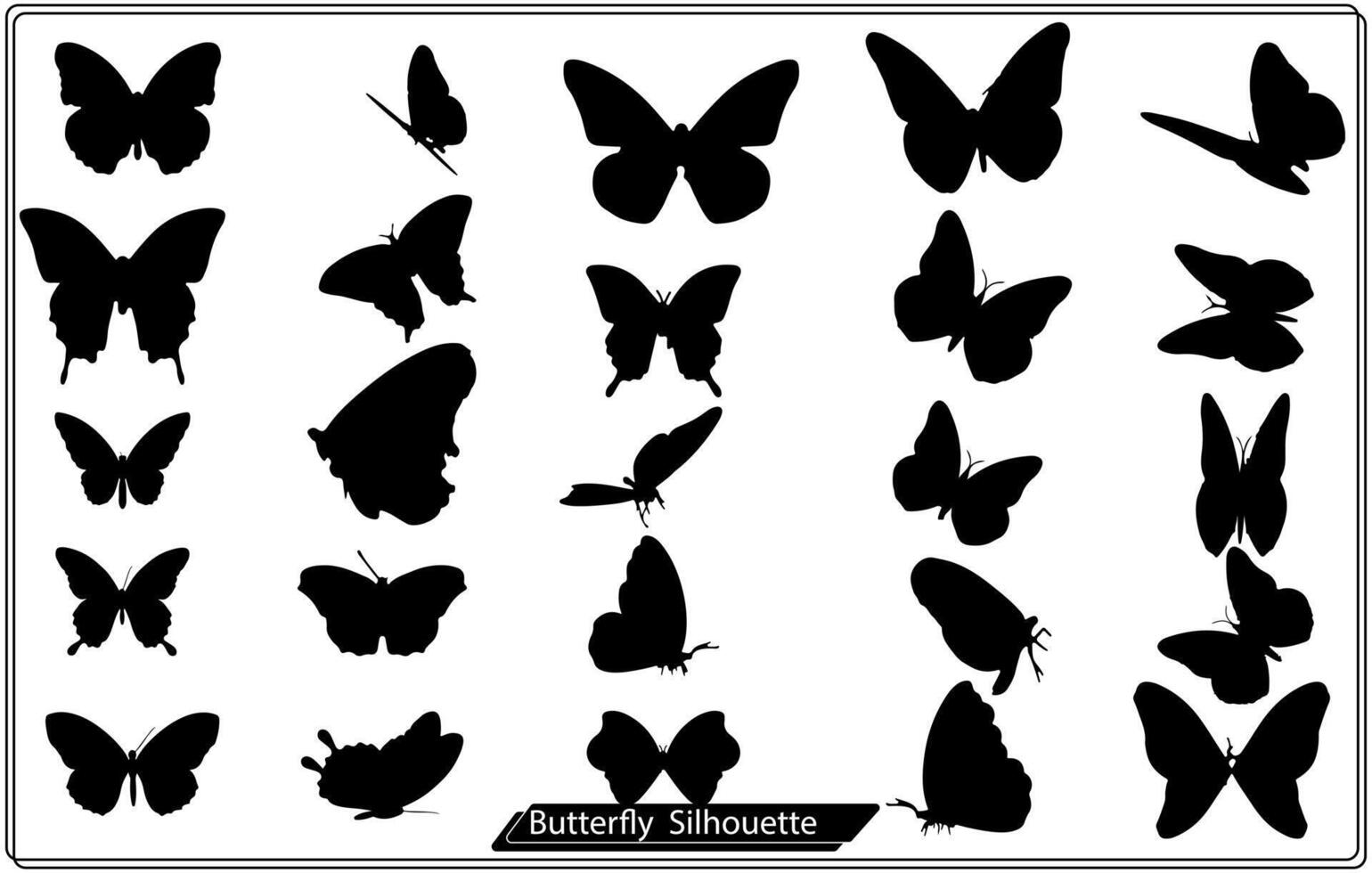 set, silhouette butterfly free vector