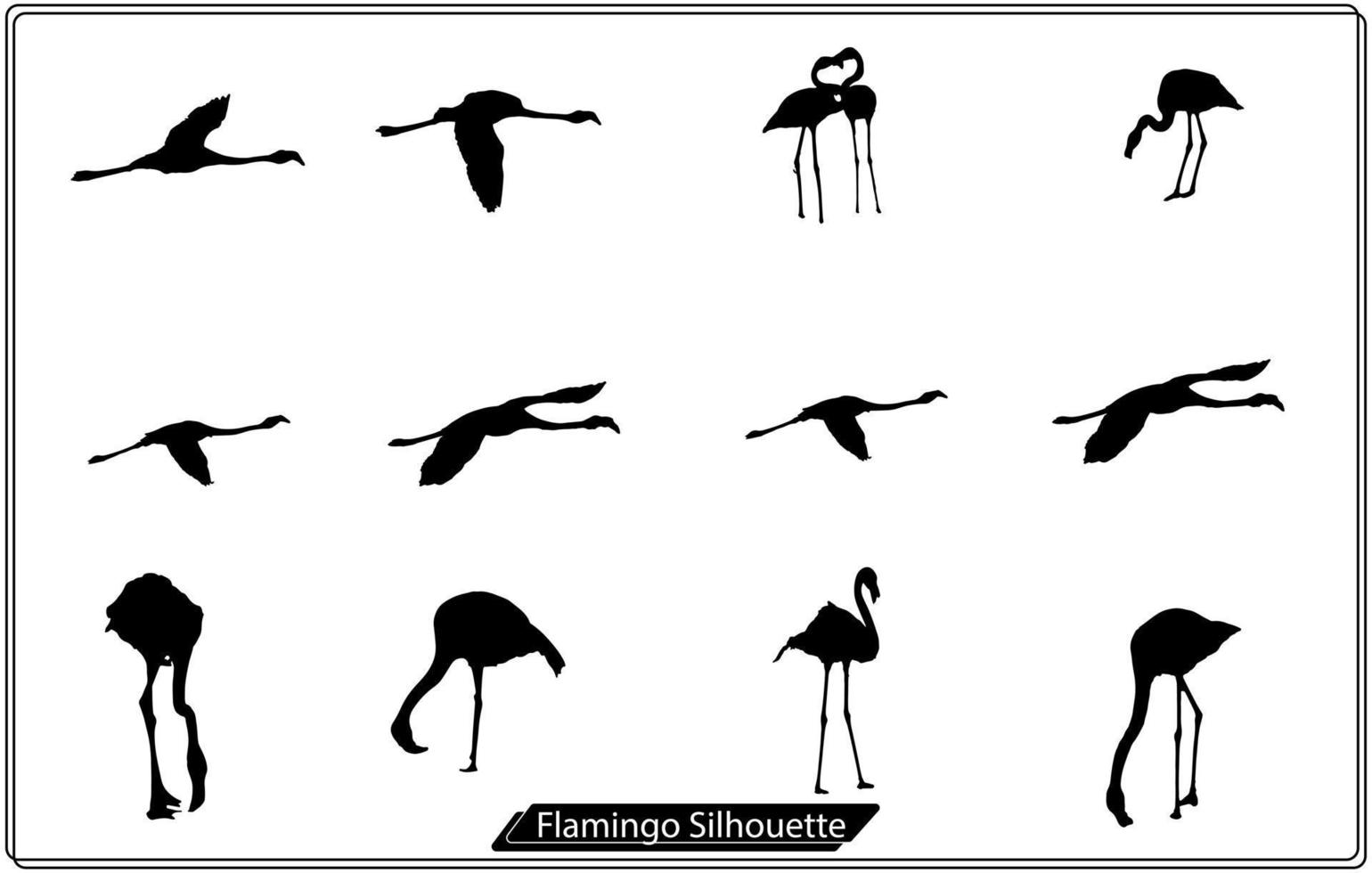 Flamingo silhouettes set isolated on white vector