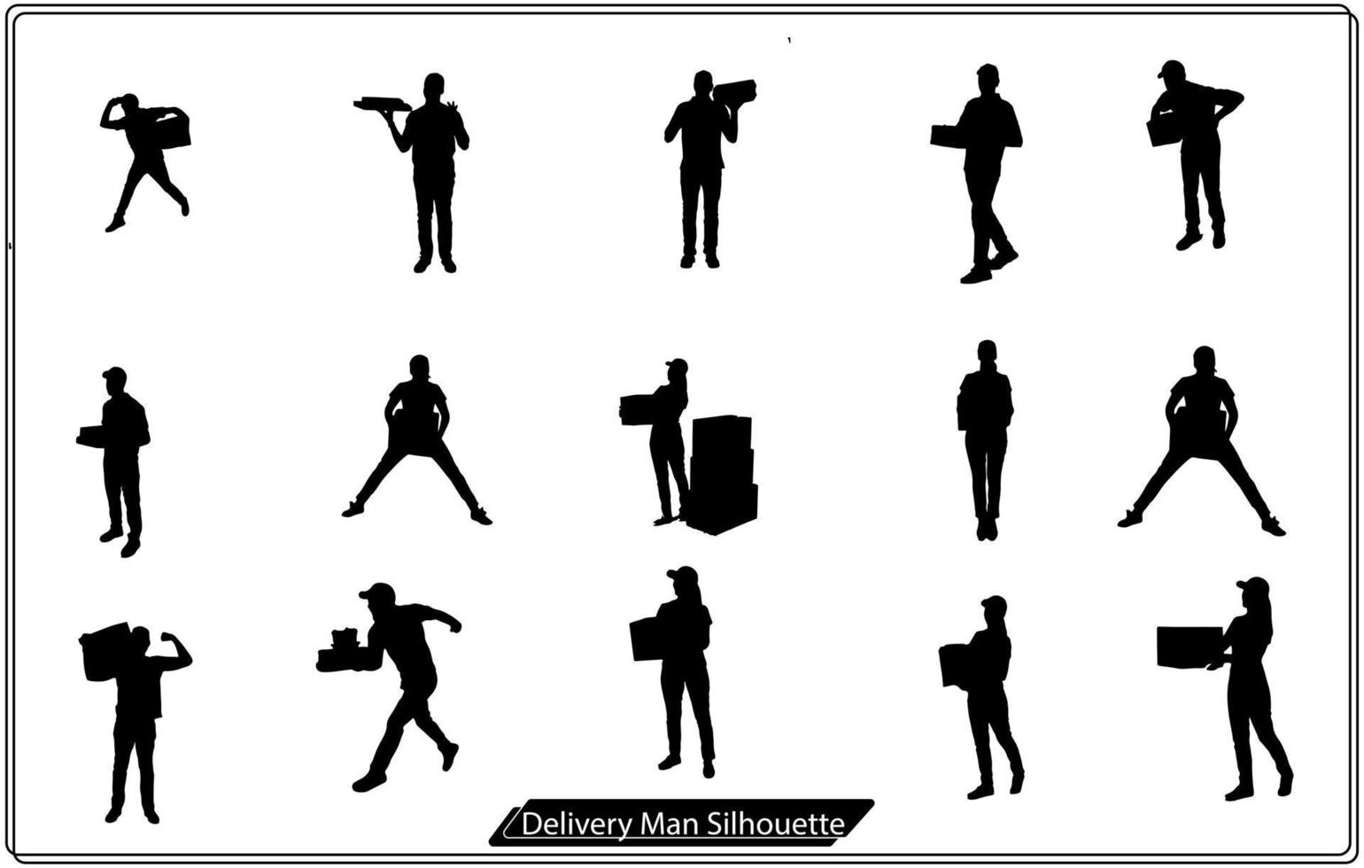 Courier Service Silhouettes and Delivery man vector