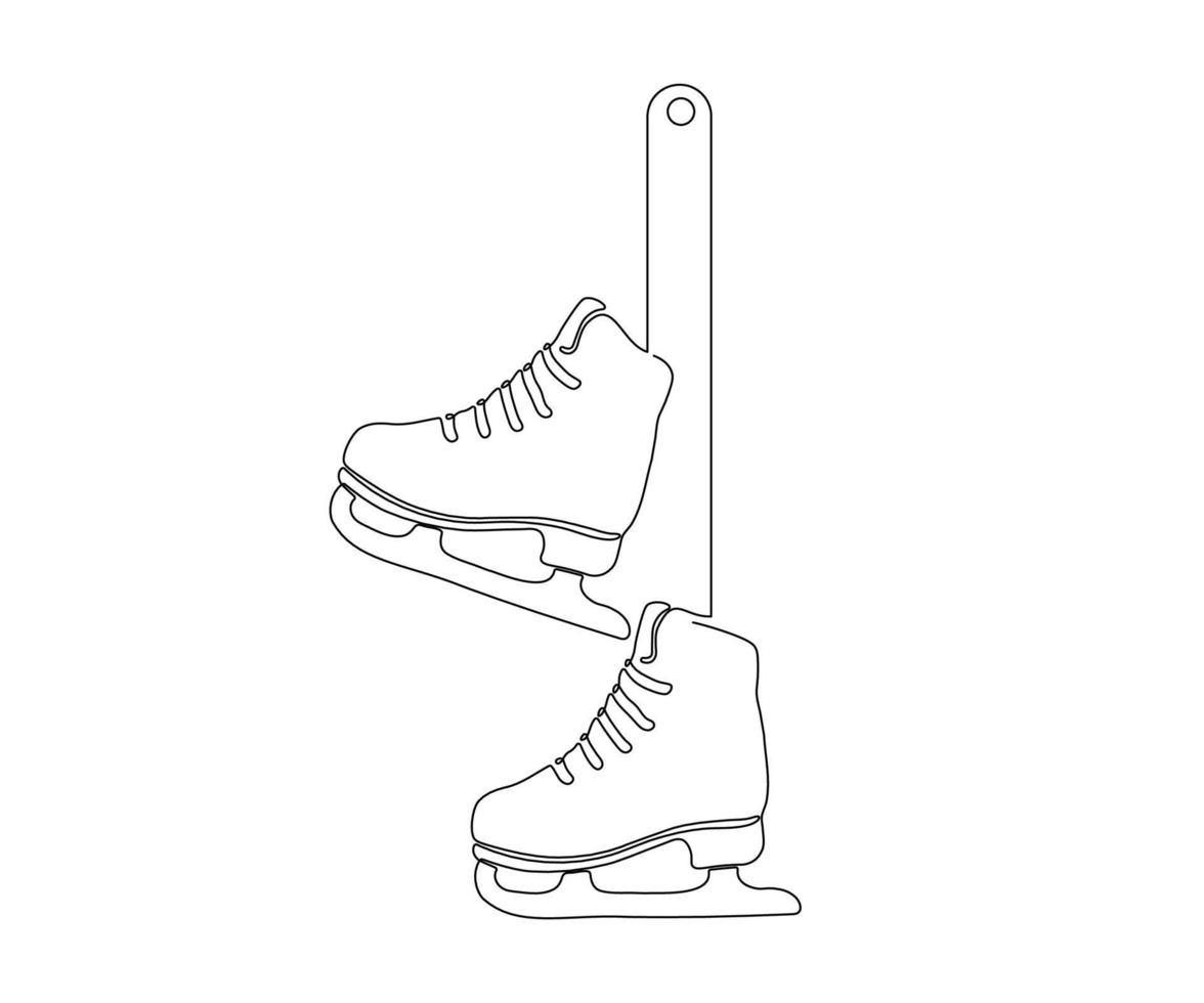 skates for skating, hand drawn, continuous mono line, one line art vector