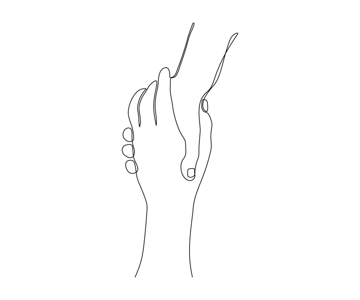 dos manos, apretón de manos, saludo, amistad, paz, dibujado a mano, línea mono continua, arte de una línea vector