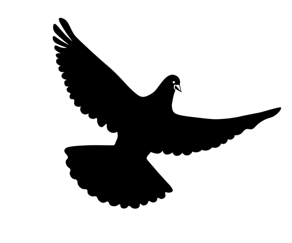 logo negro de una paloma voladora, símbolo de paz vector